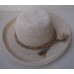 vtg Soft White w multi color raffia braid summer hat floppy wide can fold travel  eb-91155591